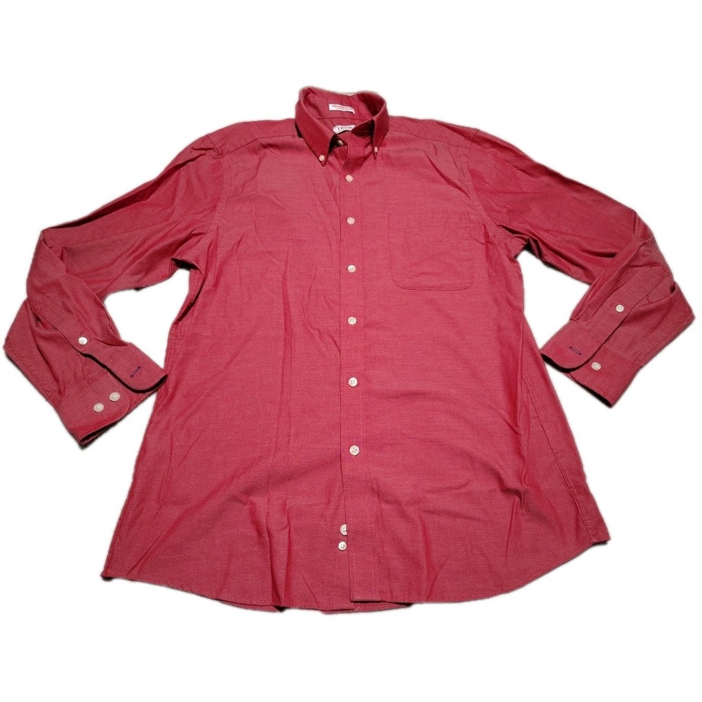 Izod Shirt Men 15.5 (32-33) Red Oxford Quick Dry Twill Office Nerd Dad Work